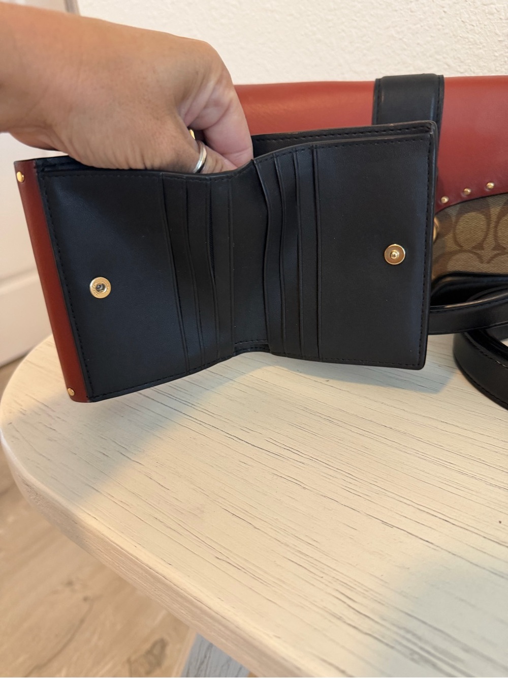 Coach Two-Tone Signature Saddle Bag in Brown and Black - Picture 5 of 15